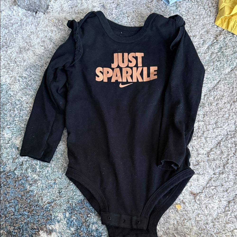 Nike Kids Black and Gold Long Sleeve Bodysuit